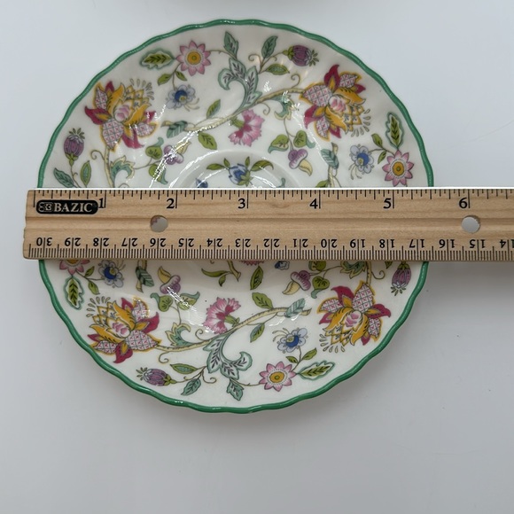 Minton Haddon Hall Chintz w Green Trim Soup Cream Bowl  with Stand - Picture 12 of 16